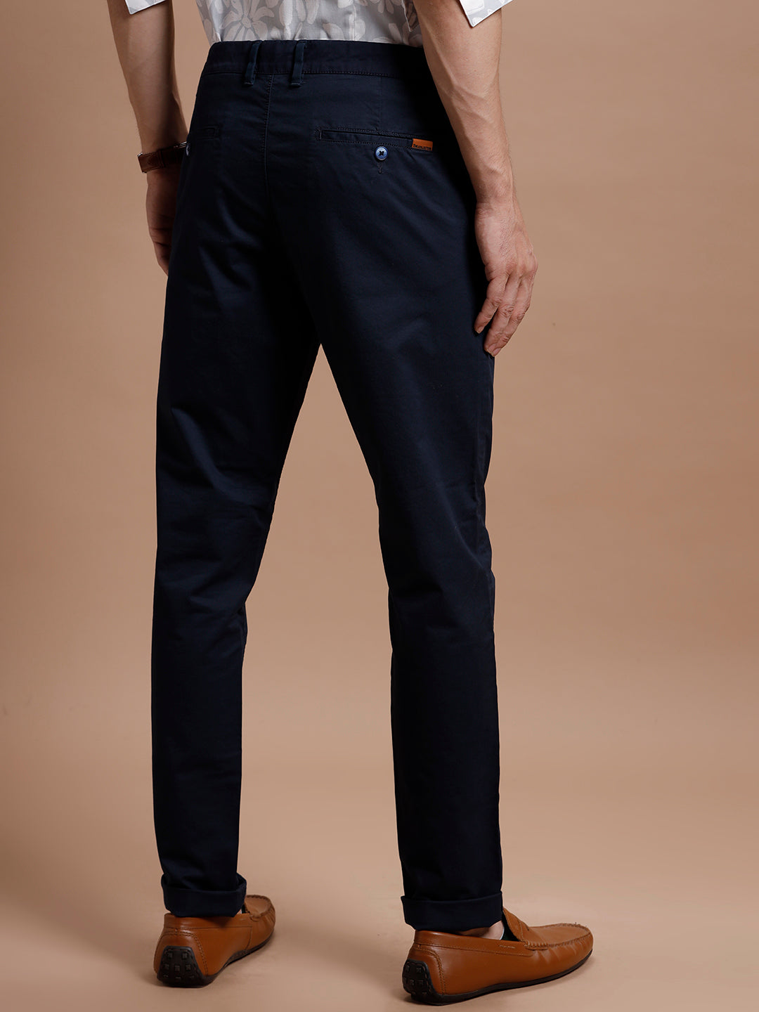 NAVY SMART CASUAL COTTON TROUSER 1