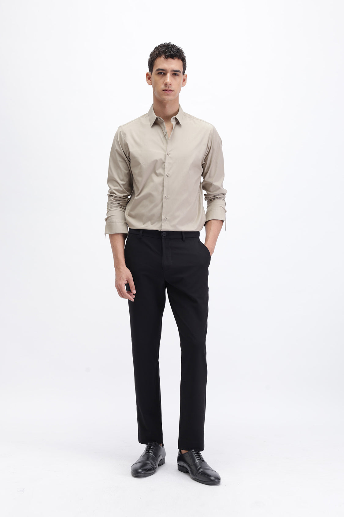 POWELL SIMPLY TAUPE SLIM FIT COTTON SHIRT