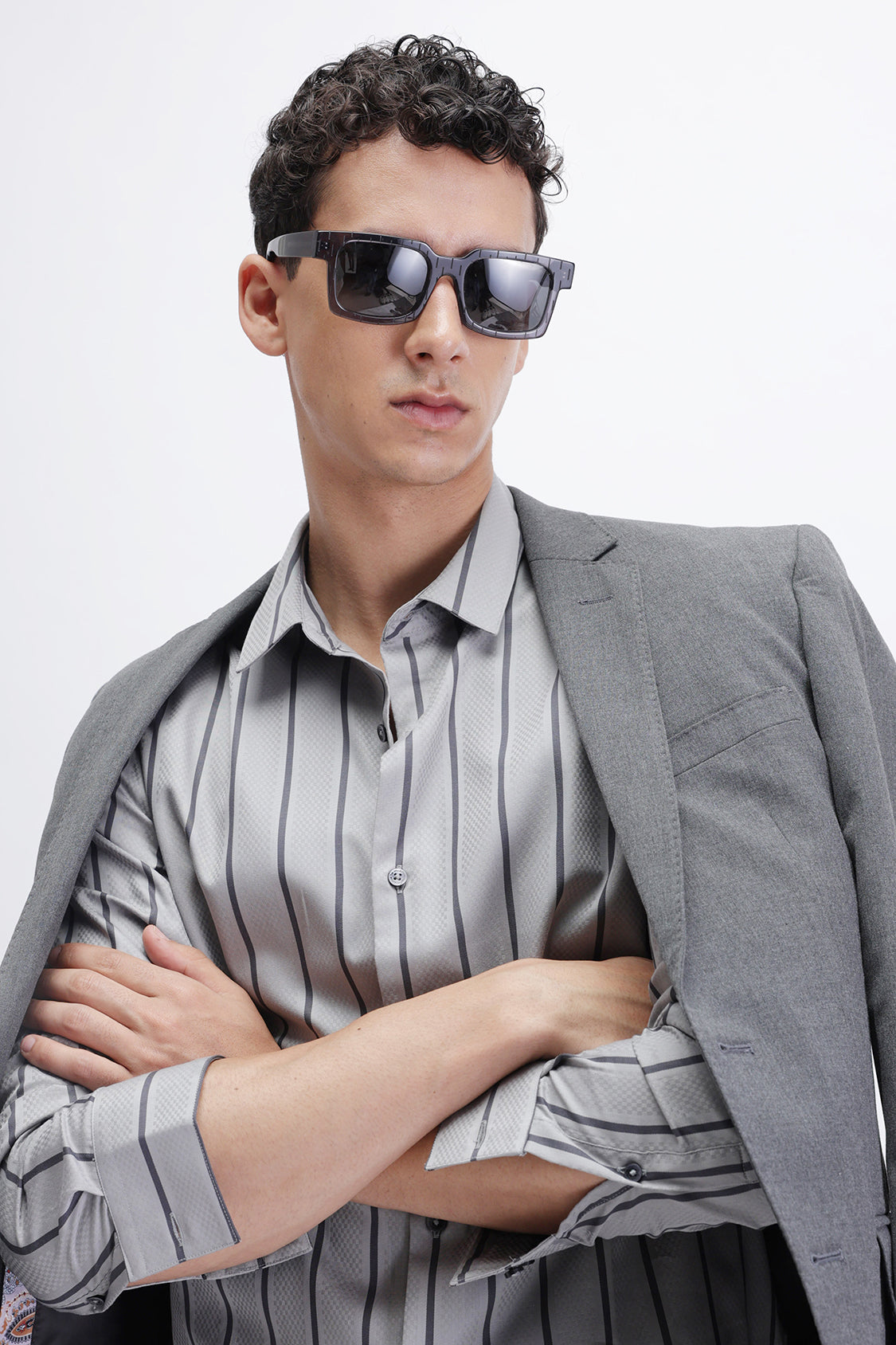 ROMIL GREY BLACK STRIPES SHIRT