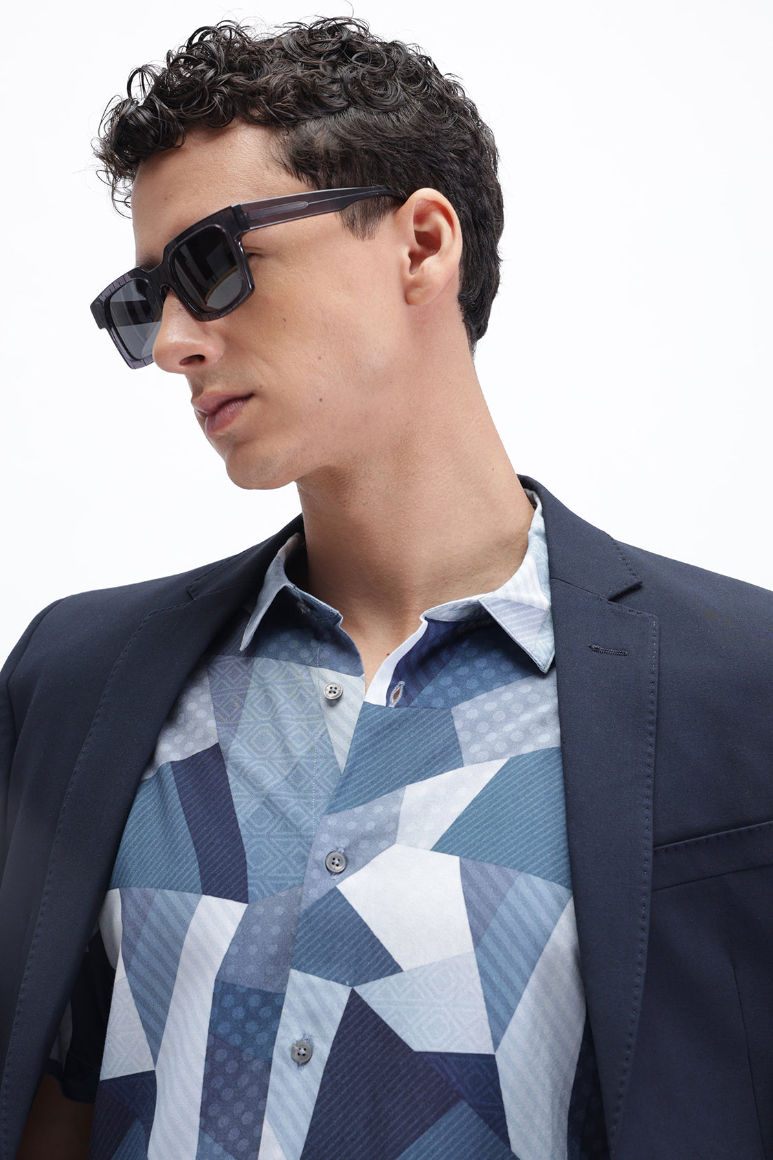 ISH BLUE ABSTRACT PRINT SHIRT