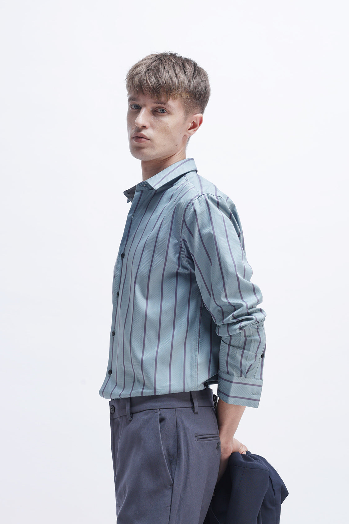 ROMIL STEEL BLUE STRIPES SHIRT