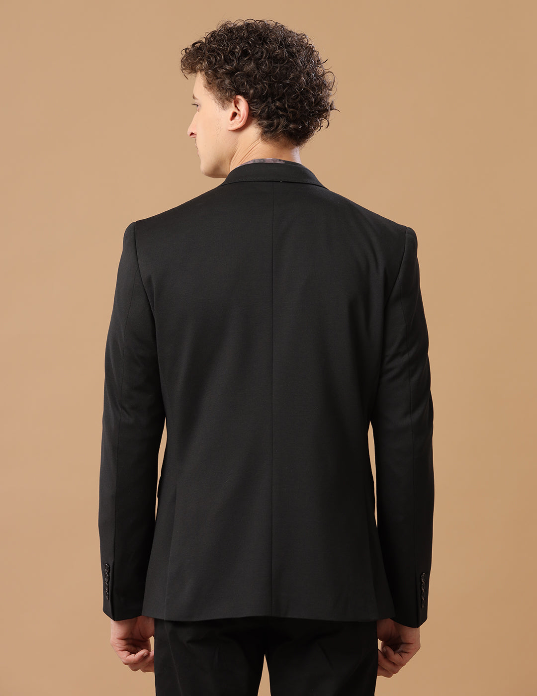 MENS SLIM FIT SINGLE BREASTED BLACK FORMAL BLAZER 2