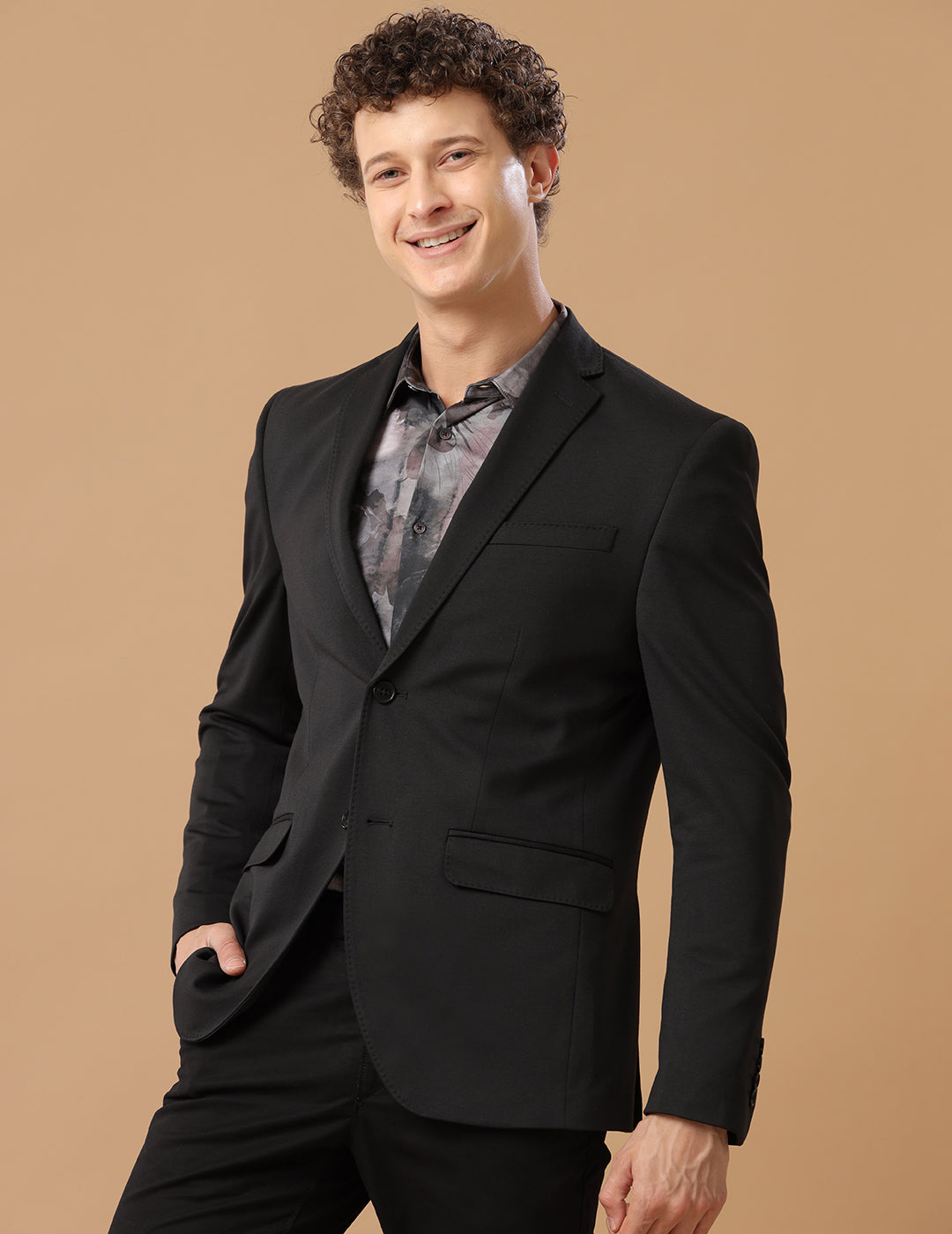 MENS SLIM FIT SINGLE BREASTED BLACK FORMAL BLAZER 2