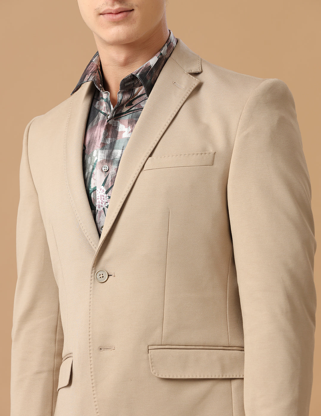 MENS SLIM FIT SINGLE BREASTED BEIGE FORMAL BLAZER