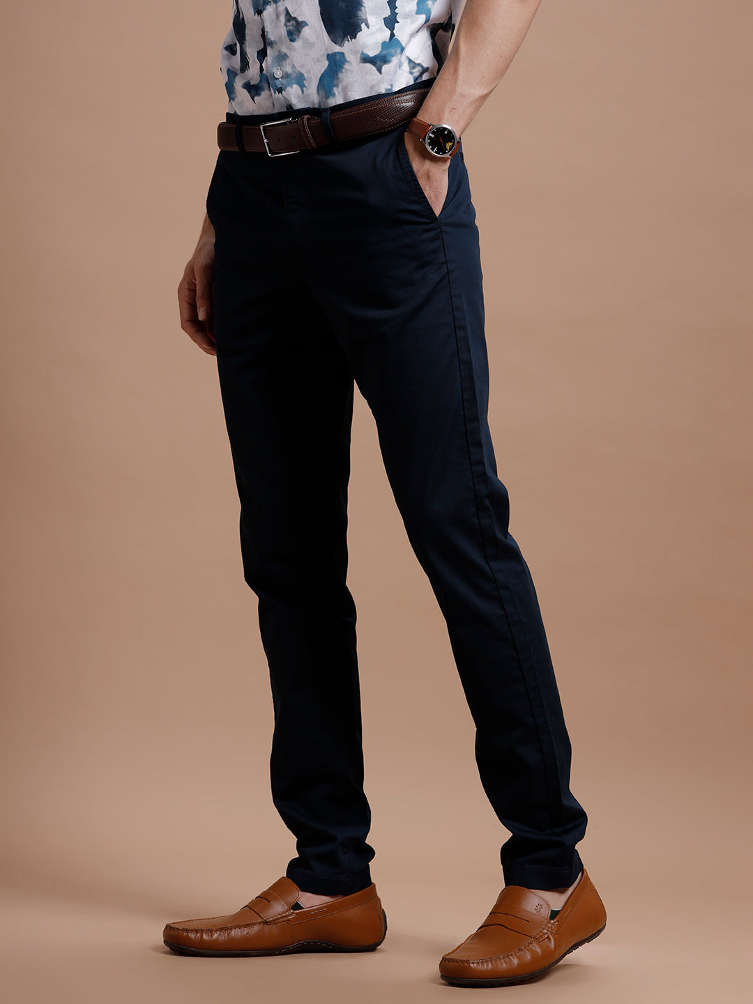 NAVY SMART CASUAL COTTON TROUSER
