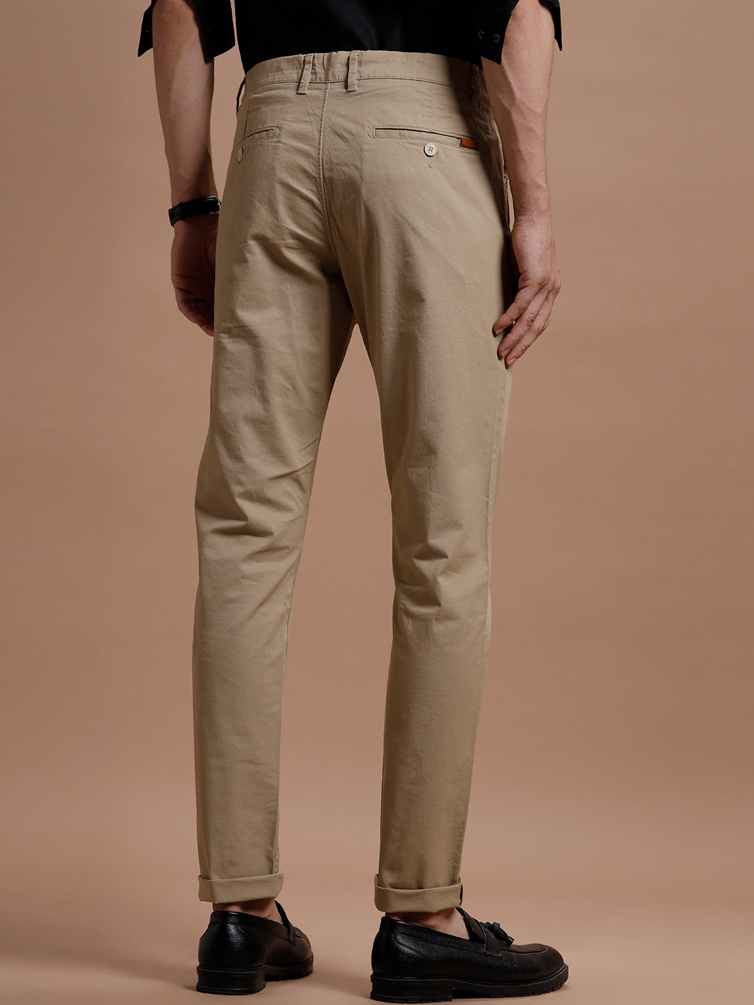 BEIGE SMART CASUAL COTTON TROUSER