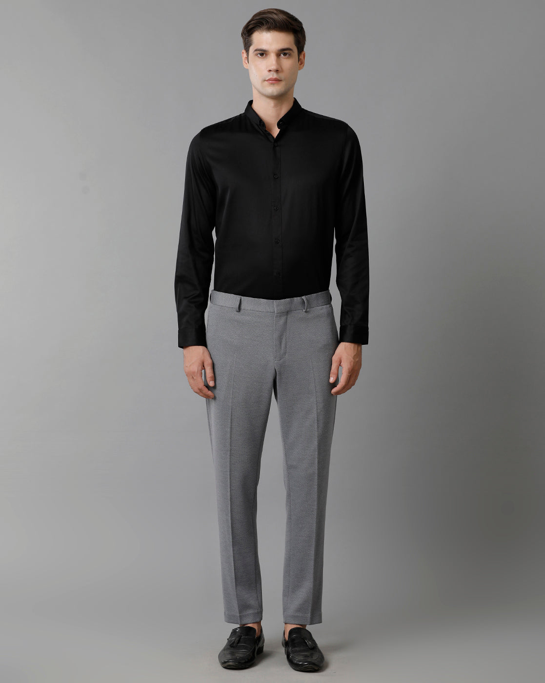 GREY KNITTED STRETCH MENS TROUSER