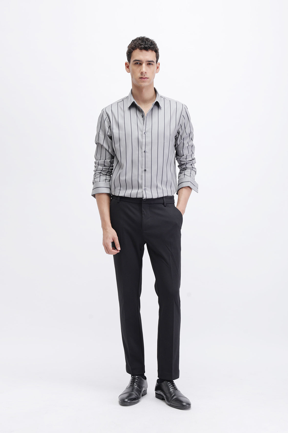 ROMIL GREY BLACK STRIPES SHIRT