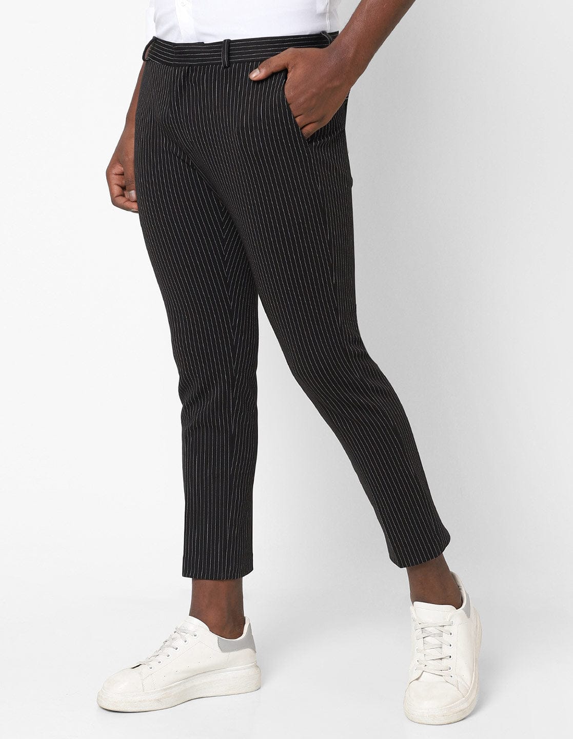 Black Stripes Knitted Stretch Men's Trouser