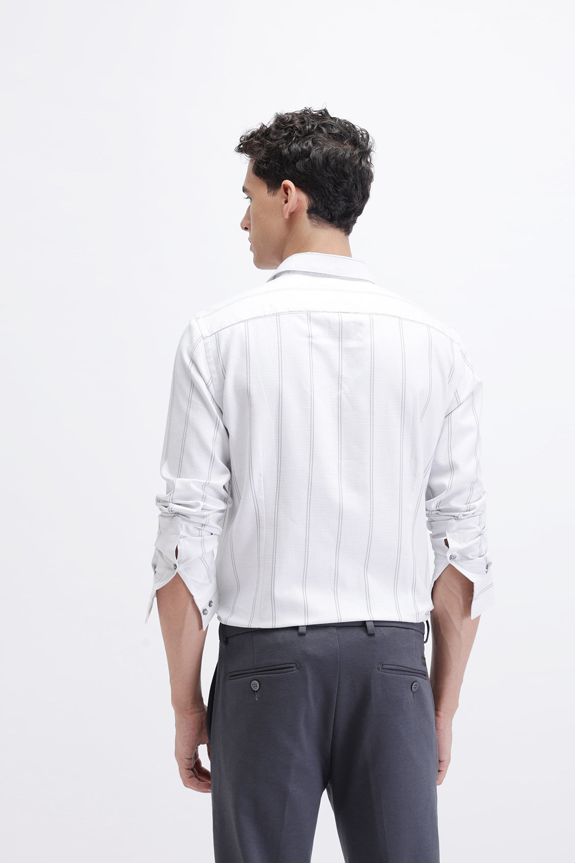 ZYPHER WHITE GREY STRIPES SHIRT