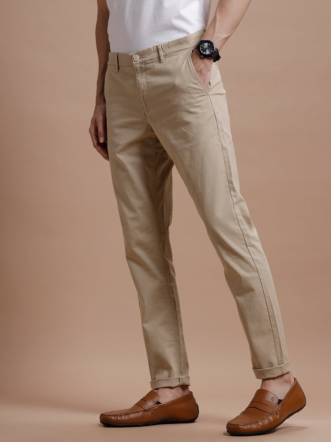 BEIGE SMART CASUAL COTTON TROUSER 1
