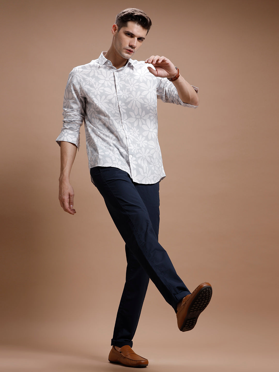 NAVY SMART CASUAL COTTON TROUSER 1