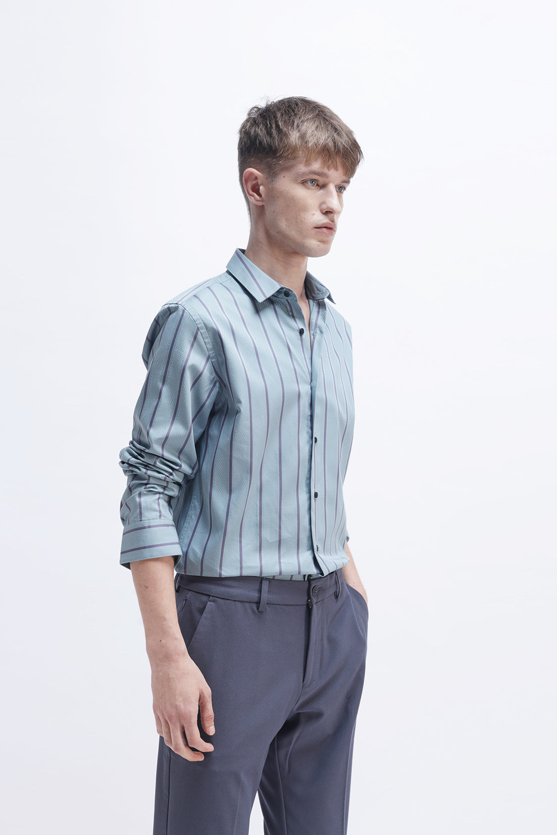 ROMIL STEEL BLUE STRIPES SHIRT