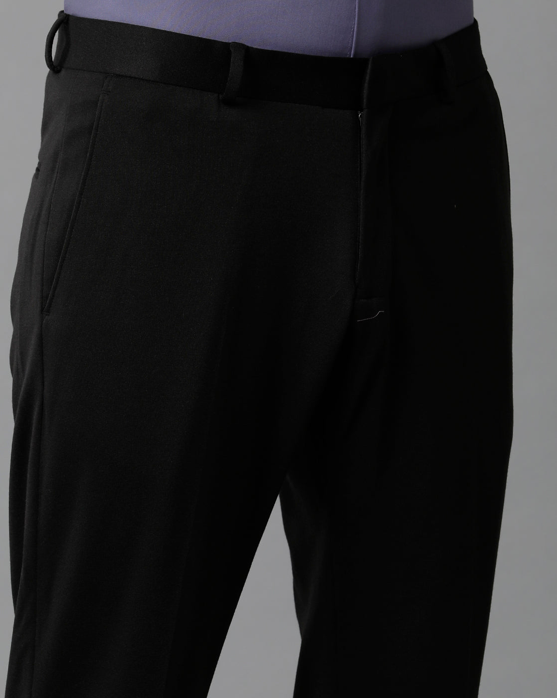 BLACK KNITTED STRETCH MENS TROUSER 2