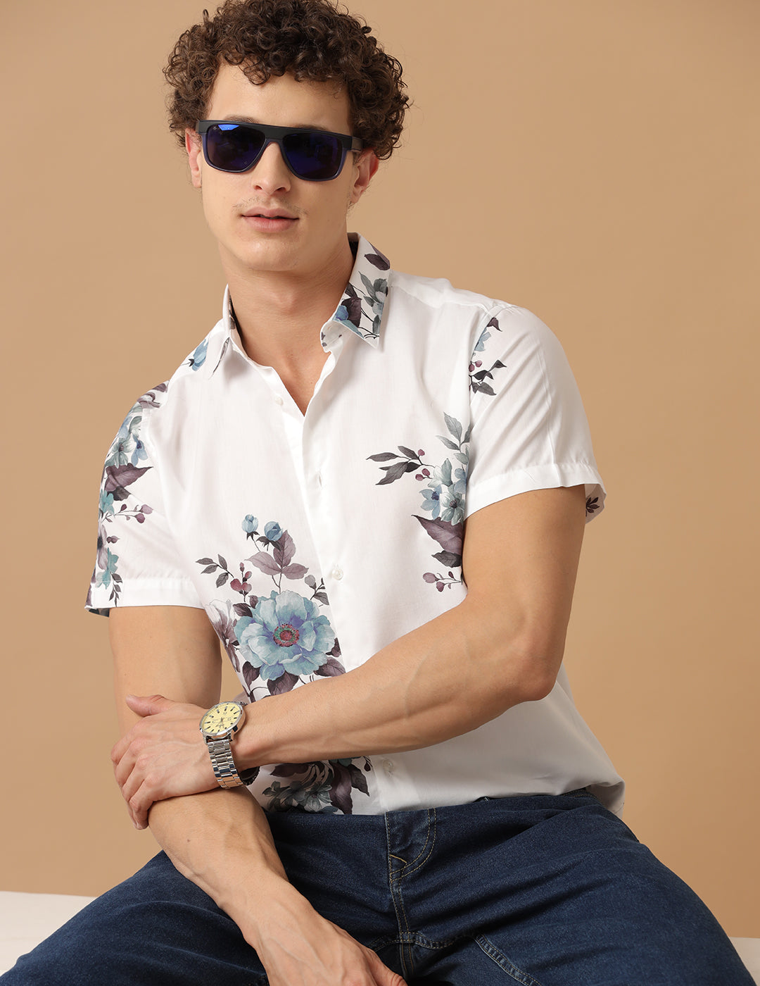 FLORAL PRINT HALF SLEEVE SHIRT