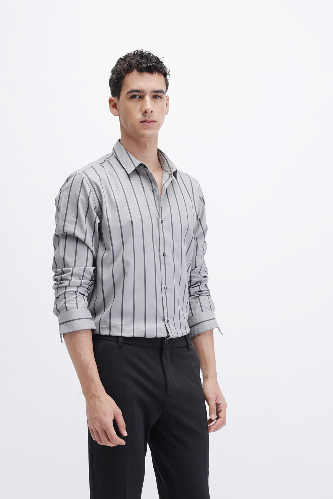 ROMIL GREY BLACK STRIPES SHIRT