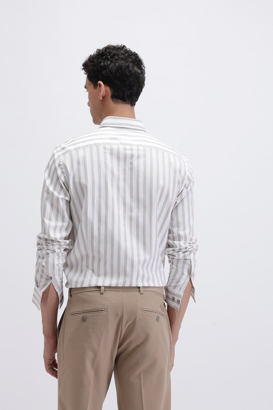 NOMAD WHITE BEIGE STRIPES SHIRT