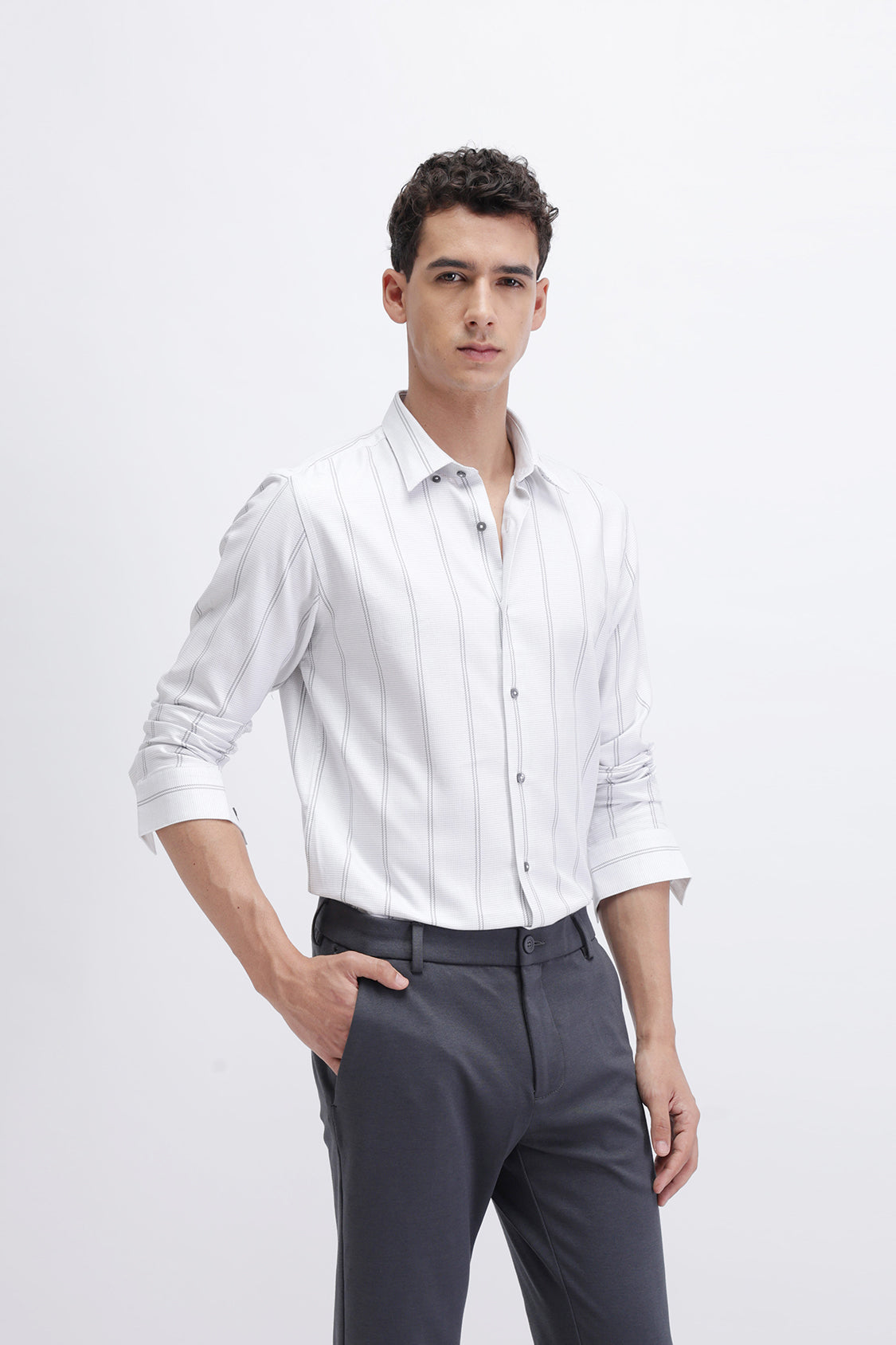 ZYPHER WHITE GREY STRIPES SHIRT