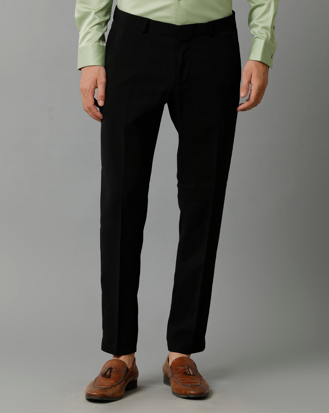 BLACK KNITTED STRETCH MENS TROUSER 1
